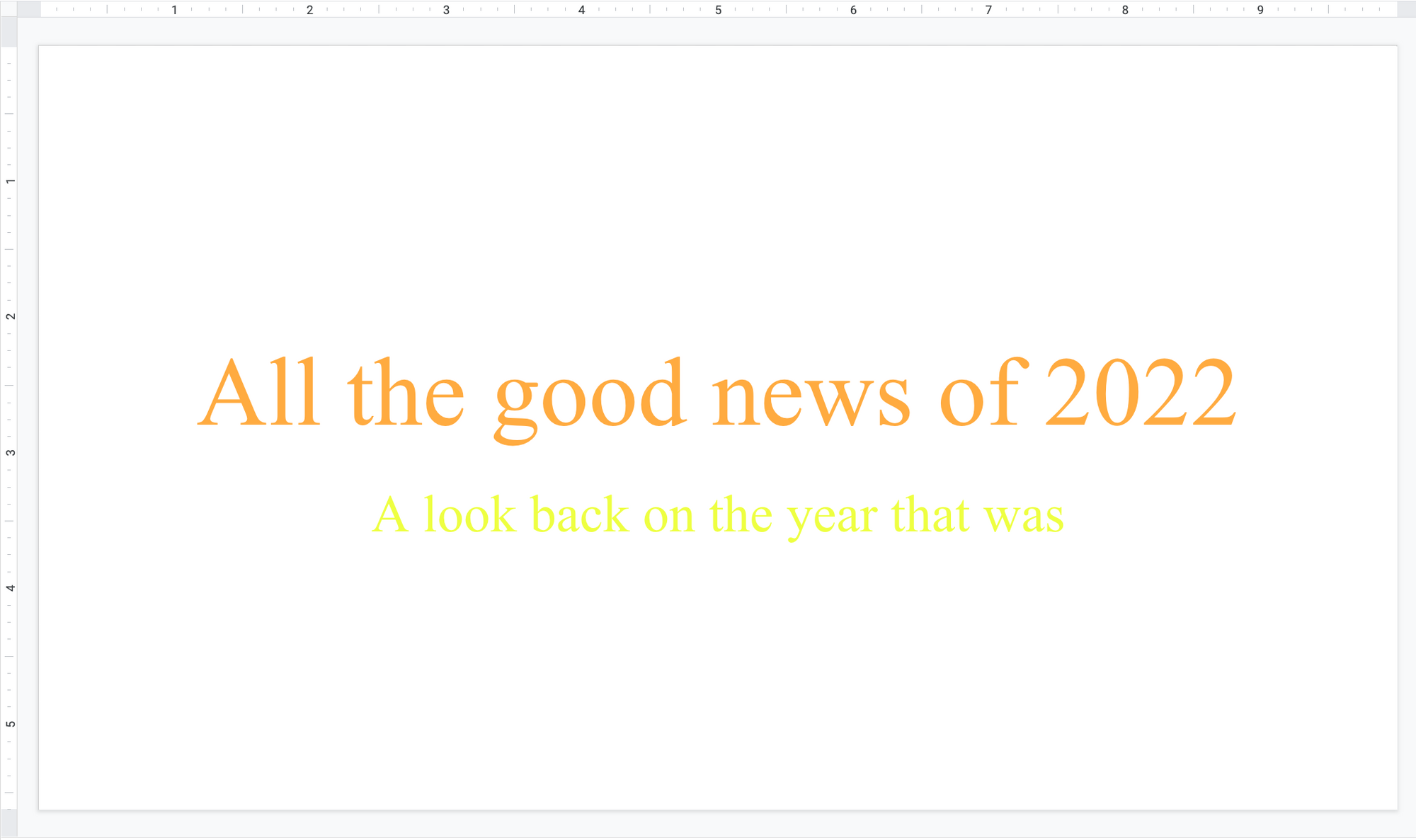 A screenshot of a Google Slides slide with an orange title and yellow subtitle