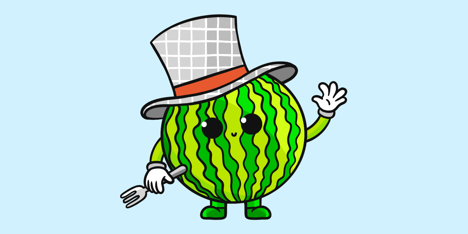 An illustration of a magic watermelon over an orphan blue background