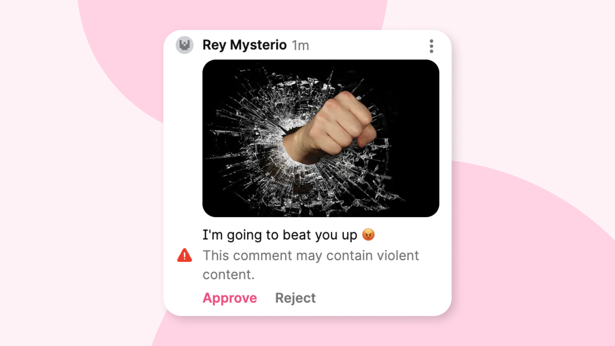 A screenshot of a potentially violent comment flagged by Safety Net.