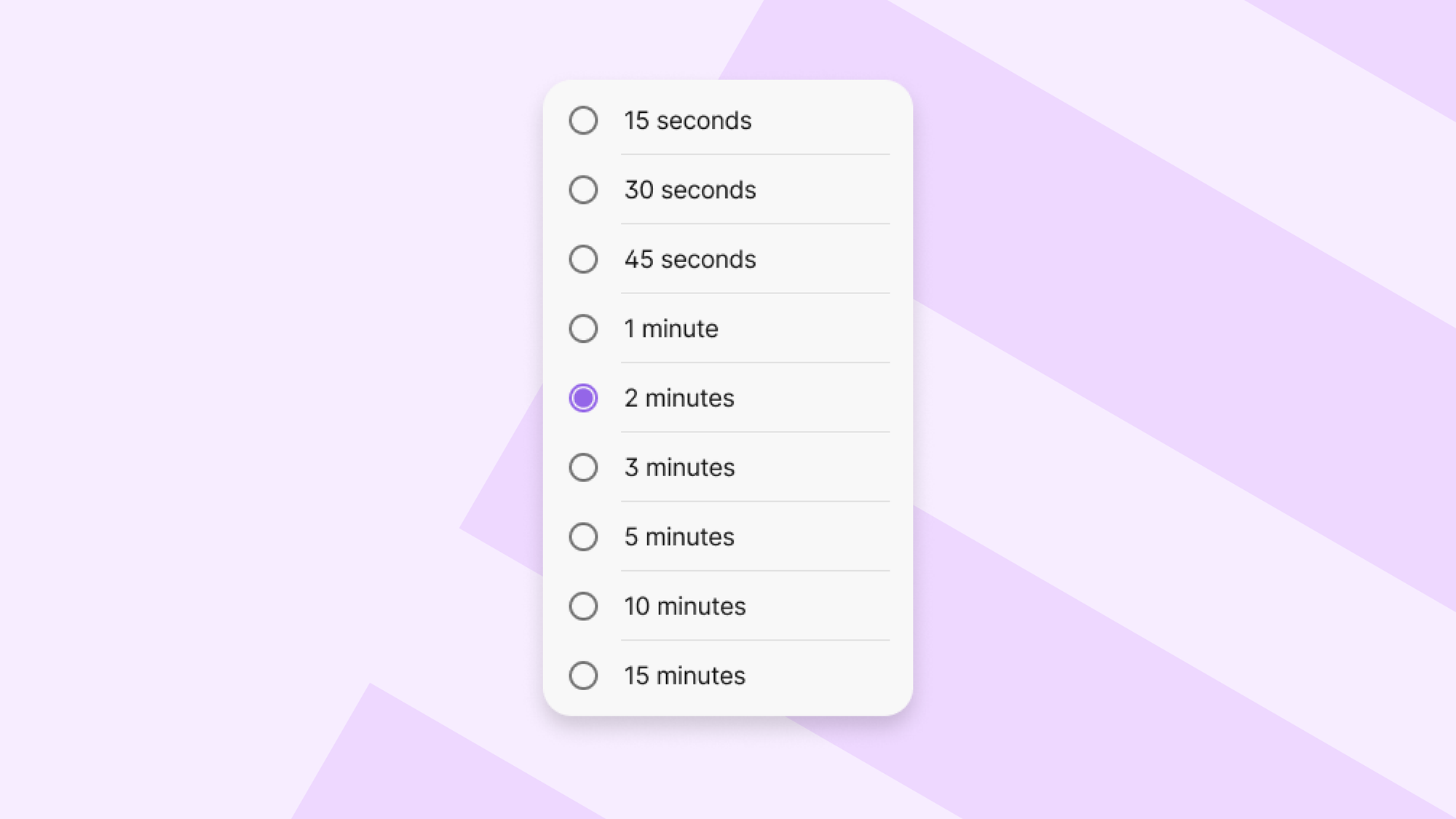 Padlet menu showing the range of video recording length options.