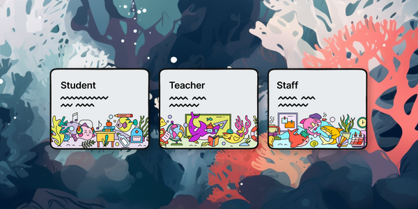 An aquatic themed illustration showing roles on Padlet