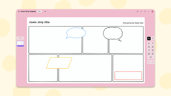 Screenshot of a comic strip sandbox card template.